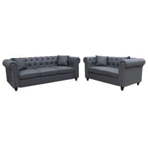 Oaxaca Faux Leather 3+2 Seater Sofa Set In Grey - UK