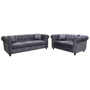 Oaxaca Plush Velvet 3+2 Seater Sofa Set In Light Grey - UK