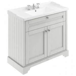 Ocala 102cm Floor Vanity Unit With 3TH Basin In Timeless Sand
