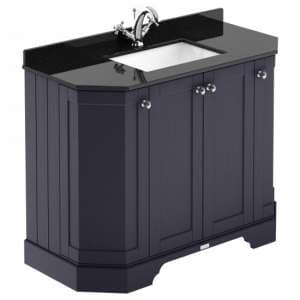 Ocala 102cm Angled Vanity With 1TH Black Marble Basin In Blue - UK