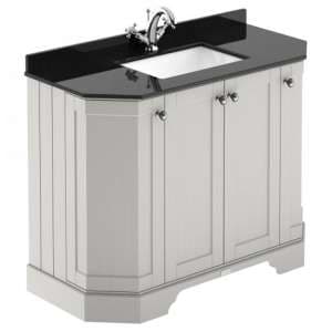Ocala 102cm Angled Vanity With 1TH Black Marble Basin In Sand - UK
