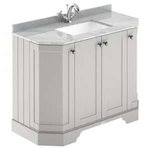 Ocala 102cm Angled Vanity With 1TH Grey Marble Basin In Sand - UK