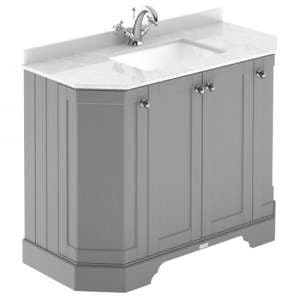 Ocala 102cm Angled Vanity With 1TH White Marble Basin In Grey - UK