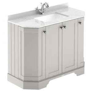 Ocala 102cm Angled Vanity With 1TH White Marble Basin In Sand - UK