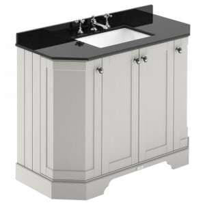 Ocala 102cm Angled Vanity With 3TH Black Marble Basin In Sand - UK