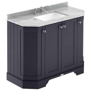 Ocala 102cm Angled Vanity With 3TH Grey Marble Basin In Blue - UK