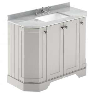 Ocala 102cm Angled Vanity With 3TH Grey Marble Basin In Sand - UK