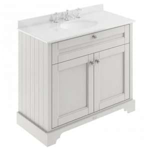 Ocala 102cm Floor Vanity With 3TH White Marble Basin In Sand