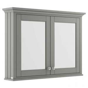 Ocala 105cm Mirrored Cabinet In Storm Grey With 2 Doors - UK