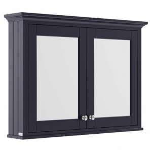 Ocala 105cm Mirrored Cabinet In Twilight Blue With 2 Doors - UK