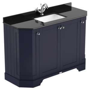 Ocala 122cm Angled Vanity With 1TH Black Marble Basin In Blue