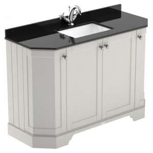 Ocala 122cm Angled Vanity With 1TH Black Marble Basin In Sand