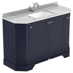 Ocala 122cm Angled Vanity With 1TH Grey Marble Basin In Blue