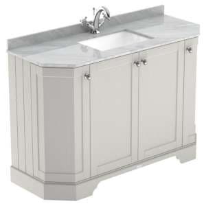 Ocala 122cm Angled Vanity With 1TH Grey Marble Basin In Sand