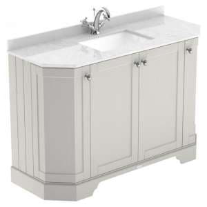 Ocala 122cm Angled Vanity With 1TH White Marble Basin In Sand
