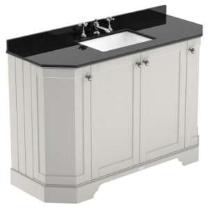Ocala 122cm Angled Vanity With 3TH Black Marble Basin In Sand - UK