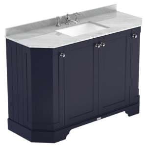 Ocala 122cm Angled Vanity With 3TH Grey Marble Basin In Blue - UK