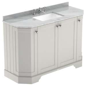 Ocala 122cm Angled Vanity With 3TH Grey Marble Basin In Sand - UK