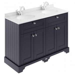 Ocala 122cm Floor Vanity With 1TH White Marble Basin In Blue