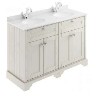Ocala 122cm Floor Vanity With 1TH White Marble Basin In Sand