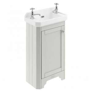 Ocala 51.5cm Floor Vanity Unit With 2TH Basin In Timeless Sand - UK