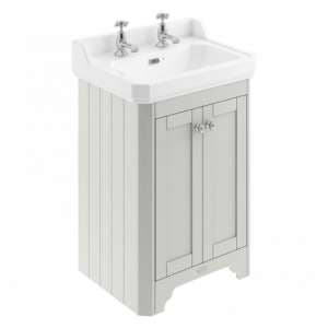 Ocala 59.5cm Floor Vanity Unit With 2TH Basin In Timeless Sand - UK