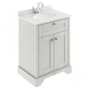 Ocala 62cm Floor Vanity With 1TH White Marble Basin In Sand