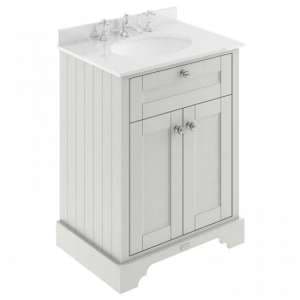 Ocala 62cm Floor Vanity With 3TH White Marble Basin In Sand