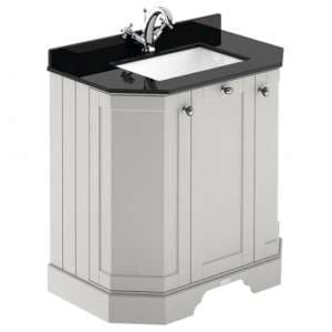 Ocala 77cm Angled Vanity With 1TH Black Marble Basin In Sand - UK