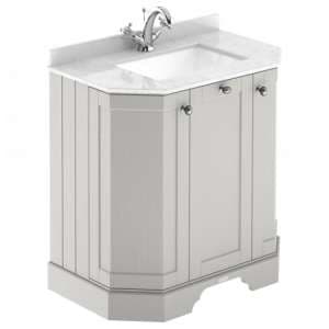 Ocala 77cm Angled Vanity With 1TH White Marble Basin In Sand - UK
