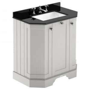 Ocala 77cm Angled Vanity With 3TH Black Marble Basin In Sand - UK