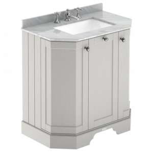 Ocala 77cm Angled Vanity With 3TH Grey Marble Basin In Sand - UK
