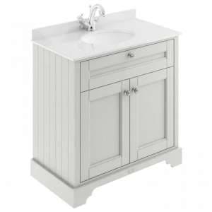 Ocala 82cm Floor Vanity With 1TH White Marble Basin In Sand