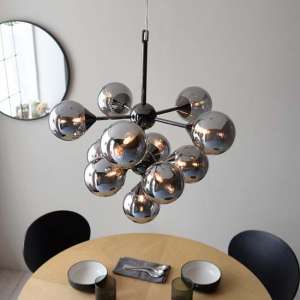 Ocala Glass Shades 11 Lights Ceiling Pendant Light In Black - UK