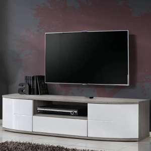 Ocala High Gloss TV Stand Small In White And San Remo Oak - UK