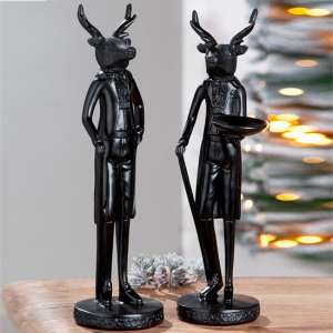 Ocala Polyresin Deer Gentleman Sculpture In Black - UK
