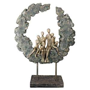 Ocala Polyresin Family Sculpture In Gold And Green - UK