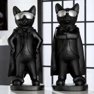 Ocala Polyresin Hero Cats Sculpture In Black - UK