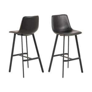 Ocala Vintage Black Faux Leather Bar Chairs In Pair