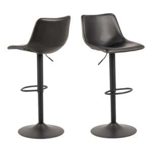 Ocala Vintage Black Faux Leather Bar Stools In Pair