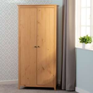 Ocala Wooden Wardrobe With 2 Doors In Antique Pine - UK