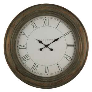 Ocrasey Round Vintage Look Wall Clock In Washed Grey