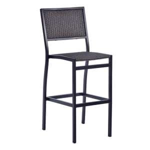 Oderico Outdoor Bar Chair In Black With Grey Rattan - UK