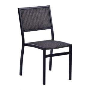 Oderico Outdoor Side Chair In Black With Grey Rattan - UK