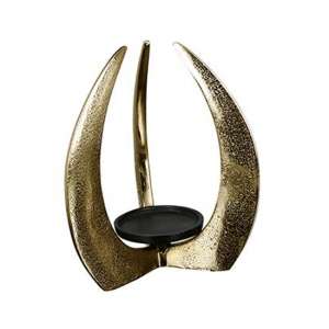 Ohiya Aluminium Small Candleholder In Antique Gold And Black