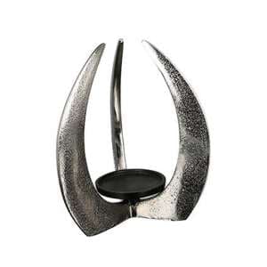 Ohiya Aluminium Small Candleholder In Antique Silver And Black
