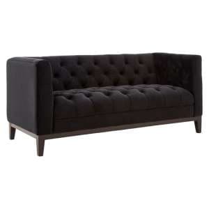 Okab Upholstered Velvet 2 Seater Sofa In Onyx Black