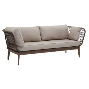 Okala Woven 3 Seater Sofa With Grey Fabric Cushion In Natural - UK