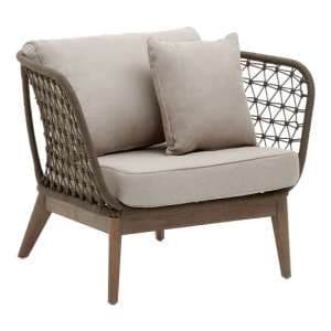 Okala Woven Armchair With Grey Fabric Cushion In Natural