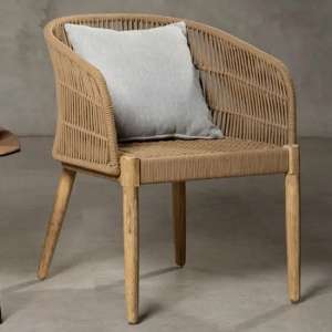 Okala Woven Latte Cotton Rope Armchair In Natural
